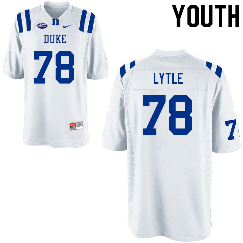 Youth #78 Chance Lytle Duke Blue Devils College Football Jerseys Sale-White - Click Image to Close